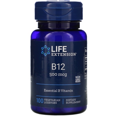 Витамины Life Extension Витамин B12 500 mcg 100 леденцов