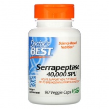 Специальный препарат Doctor's Best, серрапептаза 40 000 SPU 90  капсул